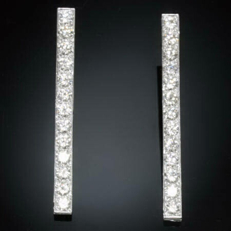 Vintage diamond bar earrings platinum 18kt white gold